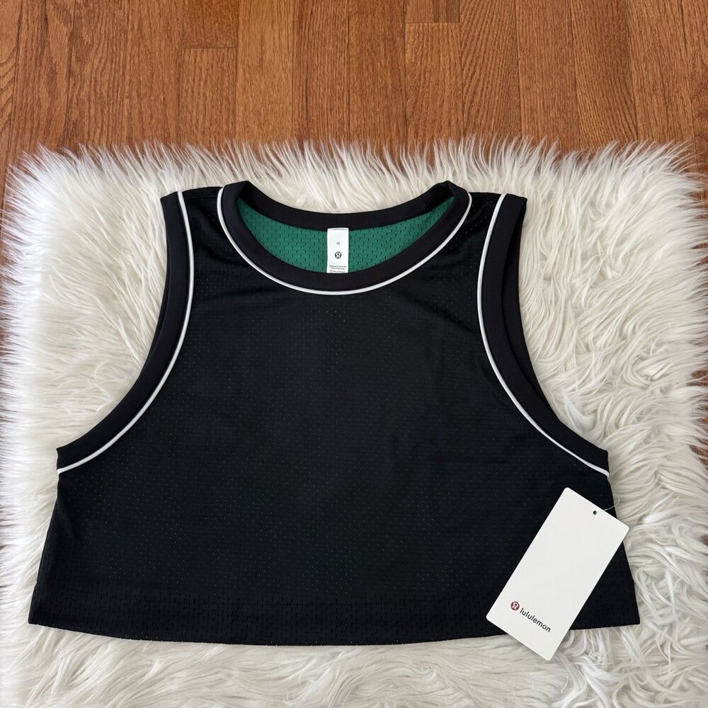 Lululemon Double Layered Mesh Reversible Tank Women’s Medium Black Green Gym NWT